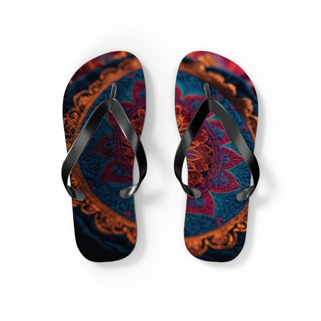 Mystical Intricate Mandala - Flip Flops - Shoes - g(0D·IO) - S - Black sole -