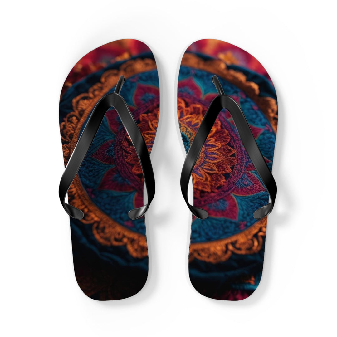 Mystical Intricate Mandala - Flip Flops - Shoes - g(0D·IO) - L - Black sole -