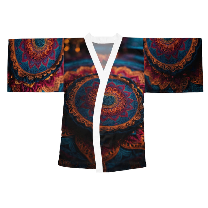 Mystical Intricate Mandala - Long Sleeve Kimono Robe - All Over Prints - g(0D·IO) - XS - White -