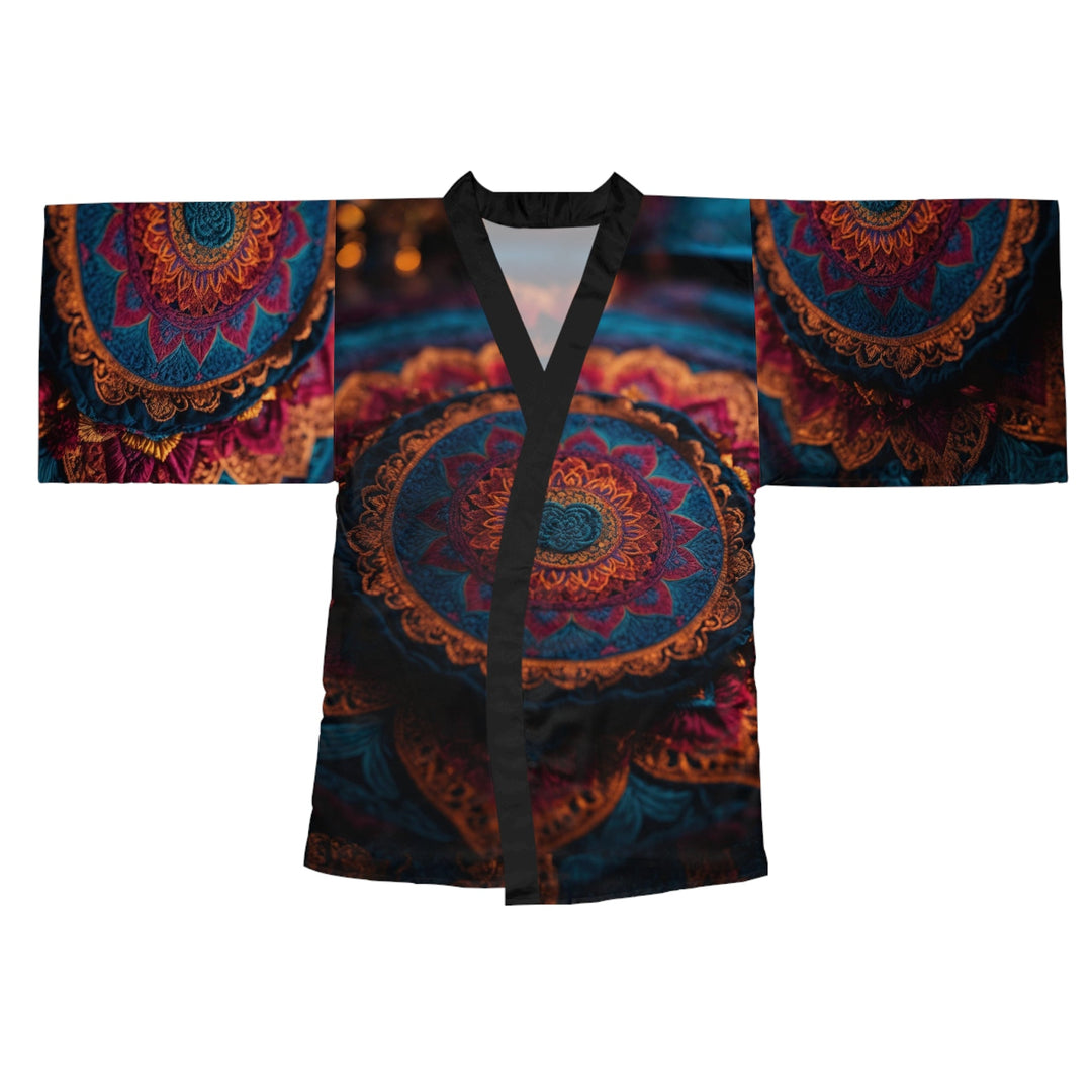 Mystical Intricate Mandala - Long Sleeve Kimono Robe - All Over Prints - g(0D·IO) - XS - Black -