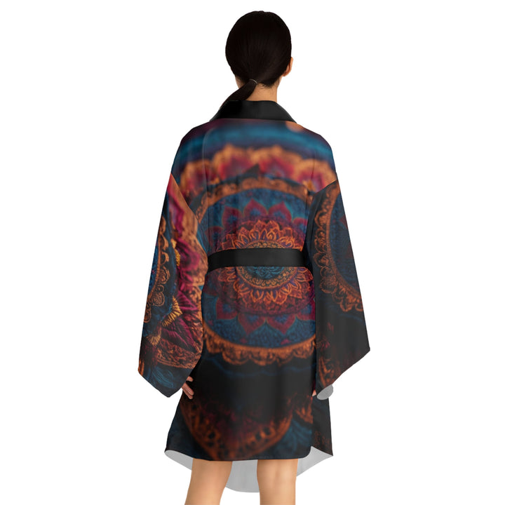 Mystical Intricate Mandala - Long Sleeve Kimono Robe - All Over Prints - g(0D·IO) - XS - Black -