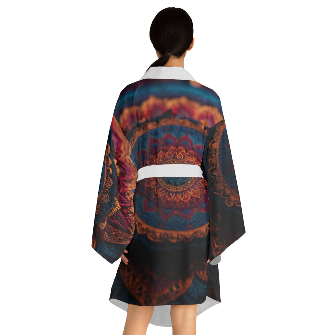 Mystical Intricate Mandala - Long Sleeve Kimono Robe - All Over Prints - g(0D·IO) - XS - Black -