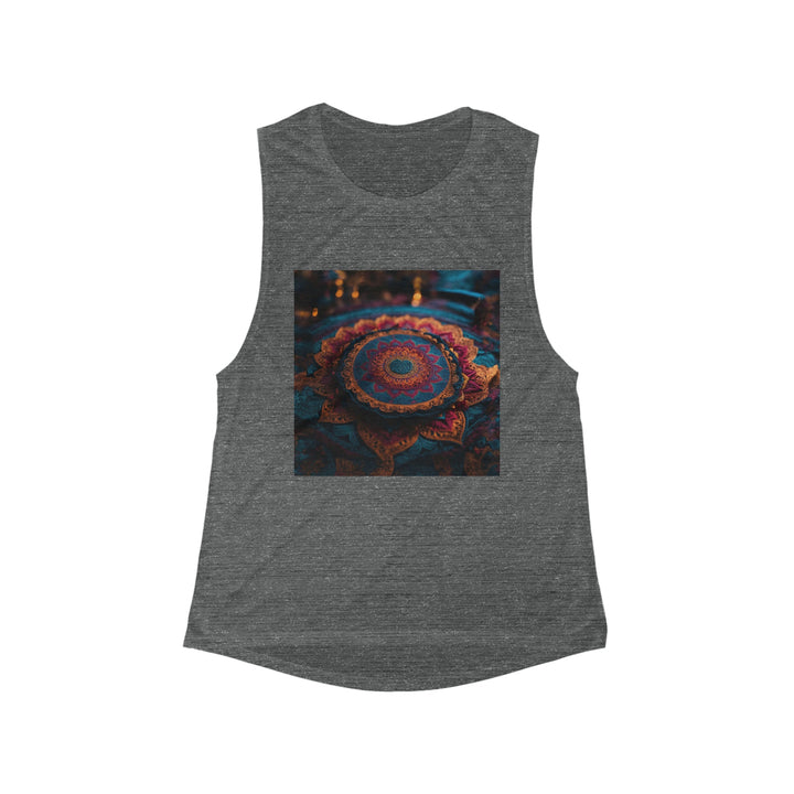 Mystical Intricate Mandala - Women's Flowy Scoop Muscle Tank - Tank Top - g(0D·IO) - S - Asphalt Slub -