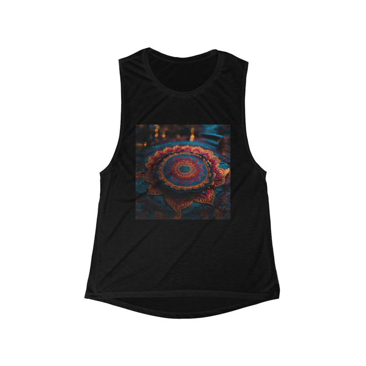 Mystical Intricate Mandala - Women's Flowy Scoop Muscle Tank - Tank Top - g(0D·IO) - S - Black -