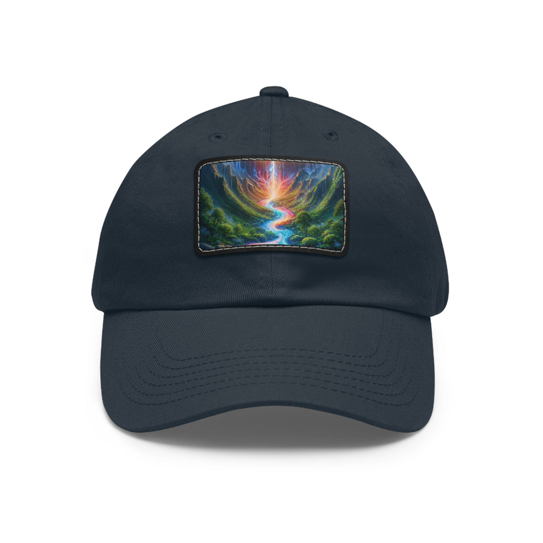 Mystical River Sunrise - Dad Hat - Hats - g(0D·IO) - Navy / Black patch - Rectangle - One size