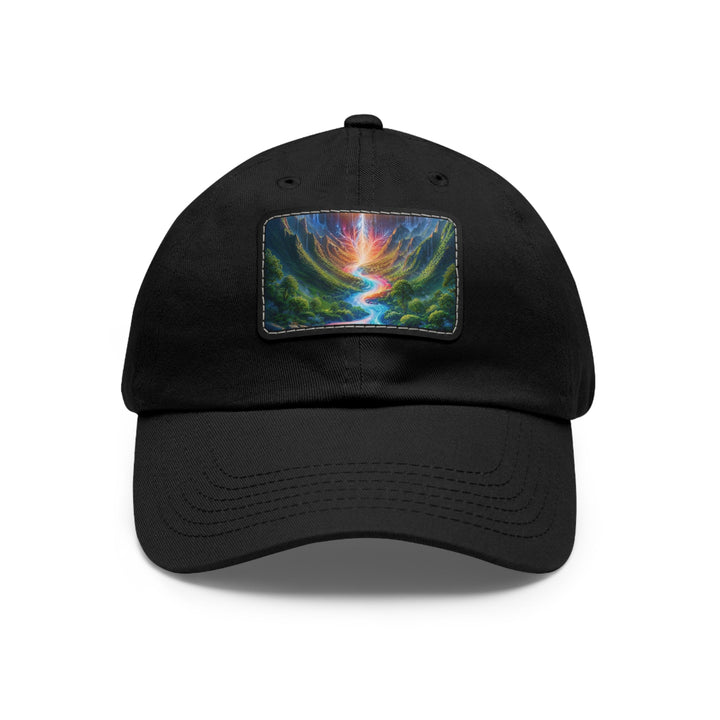 Mystical River Sunrise - Dad Hat - Hats - g(0D·IO) - Black / Black patch - Rectangle - One size