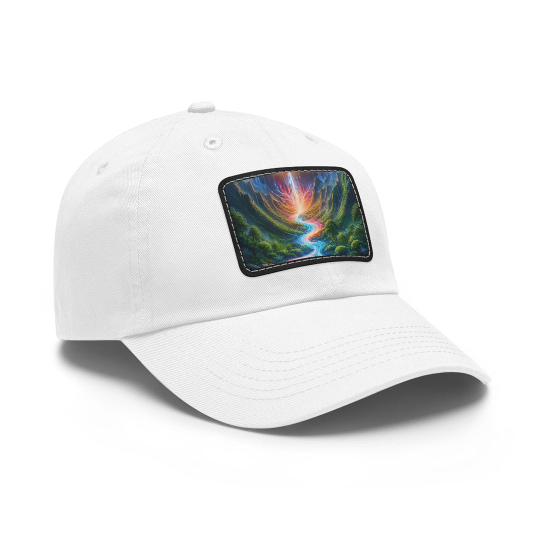 Mystical River Sunrise - Dad Hat - Hats - g(0D·IO) - White / Black patch - Rectangle - One size