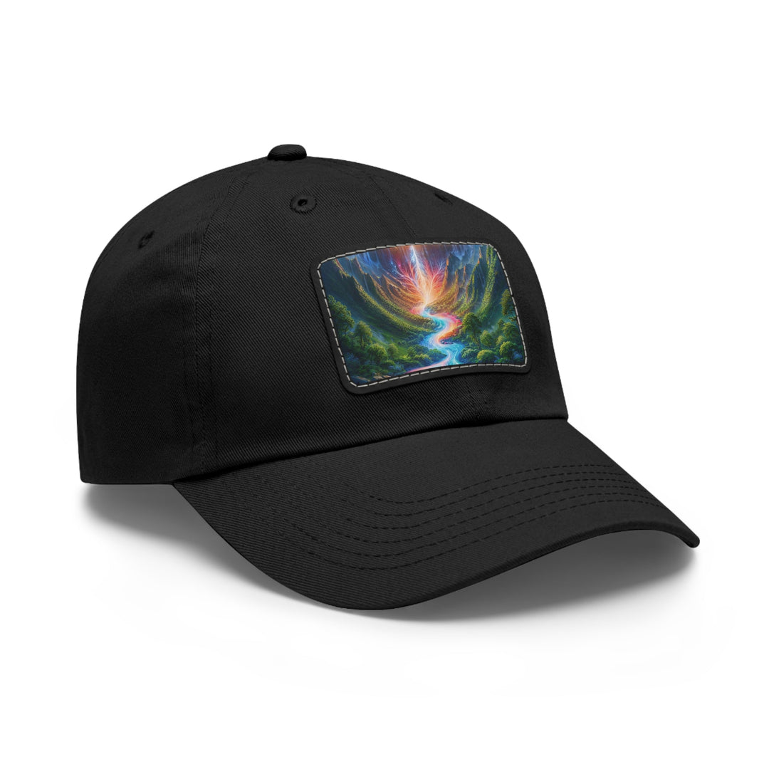 Mystical River Sunrise - Dad Hat - Hats - g(0D·IO) - White / Black patch - Rectangle - One size