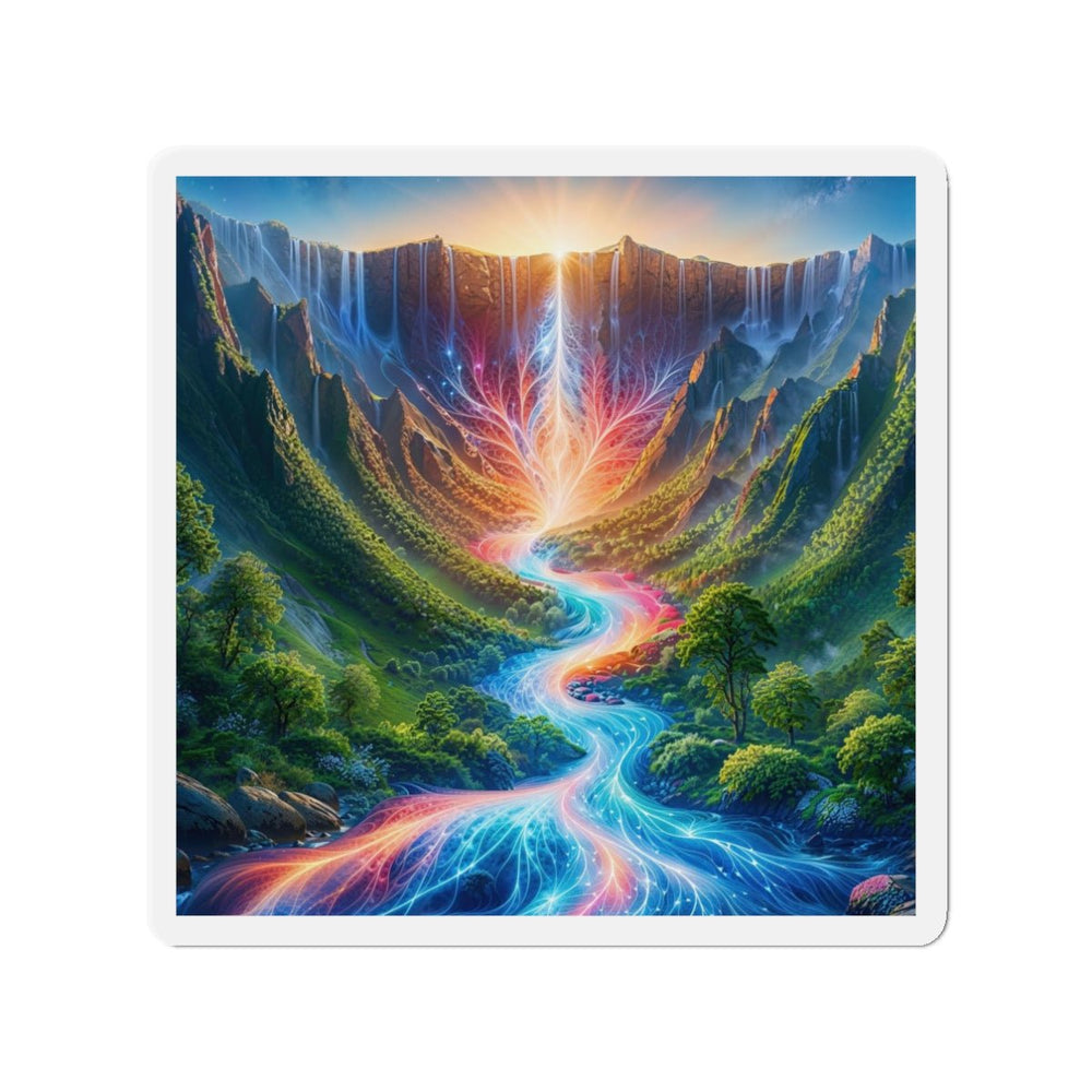 Mystical River Sunrise - Die-cut Magnet - Home Decor - g(0D·IO) - 3" x 3" - Die-Cut - 1 pc