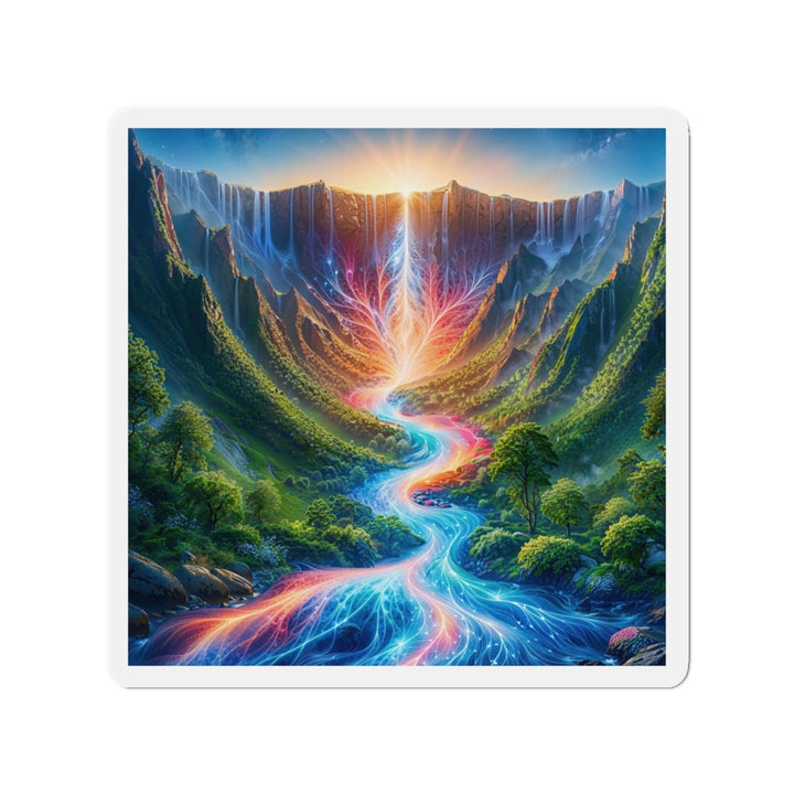 Mystical River Sunrise - Die-cut Magnet - Home Decor - g(0D·IO) - 5" x 5" - Die-Cut - 1 pc