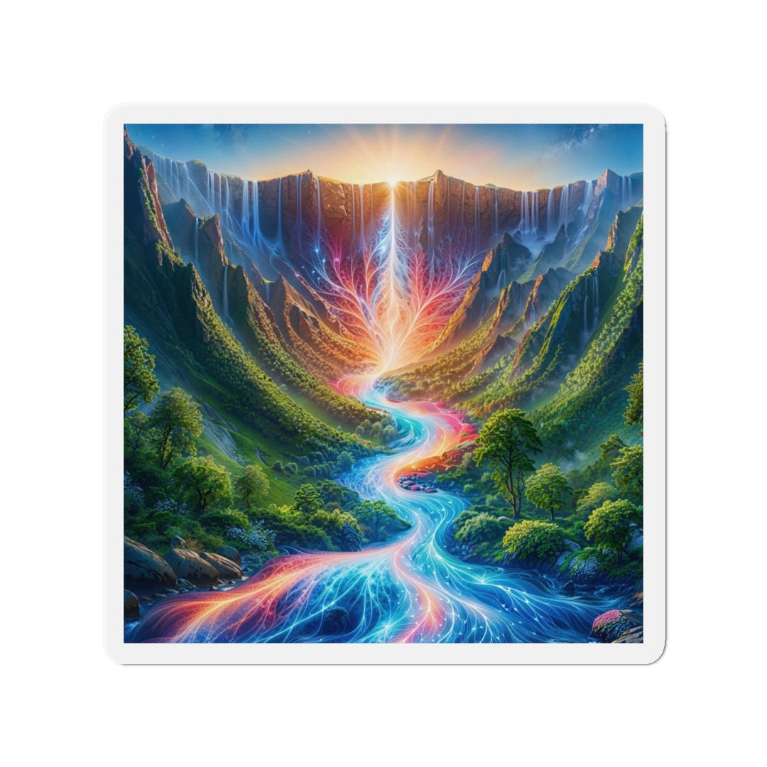 Mystical River Sunrise - Die-cut Magnet - Home Decor - g(0D·IO) - 4" x 4" - Die-Cut - 1 pc