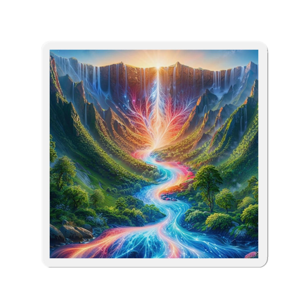 Mystical River Sunrise - Die-cut Magnet - Home Decor - g(0D·IO) - 2" x 2" - Die-Cut - 1 pc
