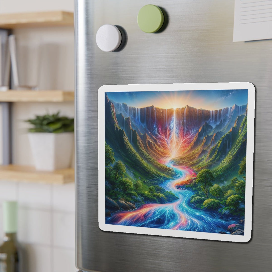 Mystical River Sunrise - Die-cut Magnet - Home Decor - g(0D·IO) - 6 × 6" - Die-Cut - 1 pc