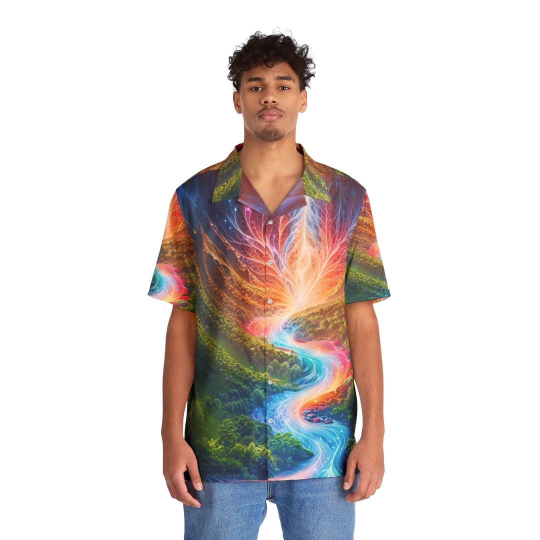 Mystical River Sunrise - Men's Hawaiian Shirt - All Over Prints - g(0D·IO) - S - Black -