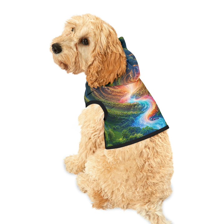 Mystical River Sunrise - Pet Hoodie - Pets - g(0D·IO) - XXS - Black Rib -