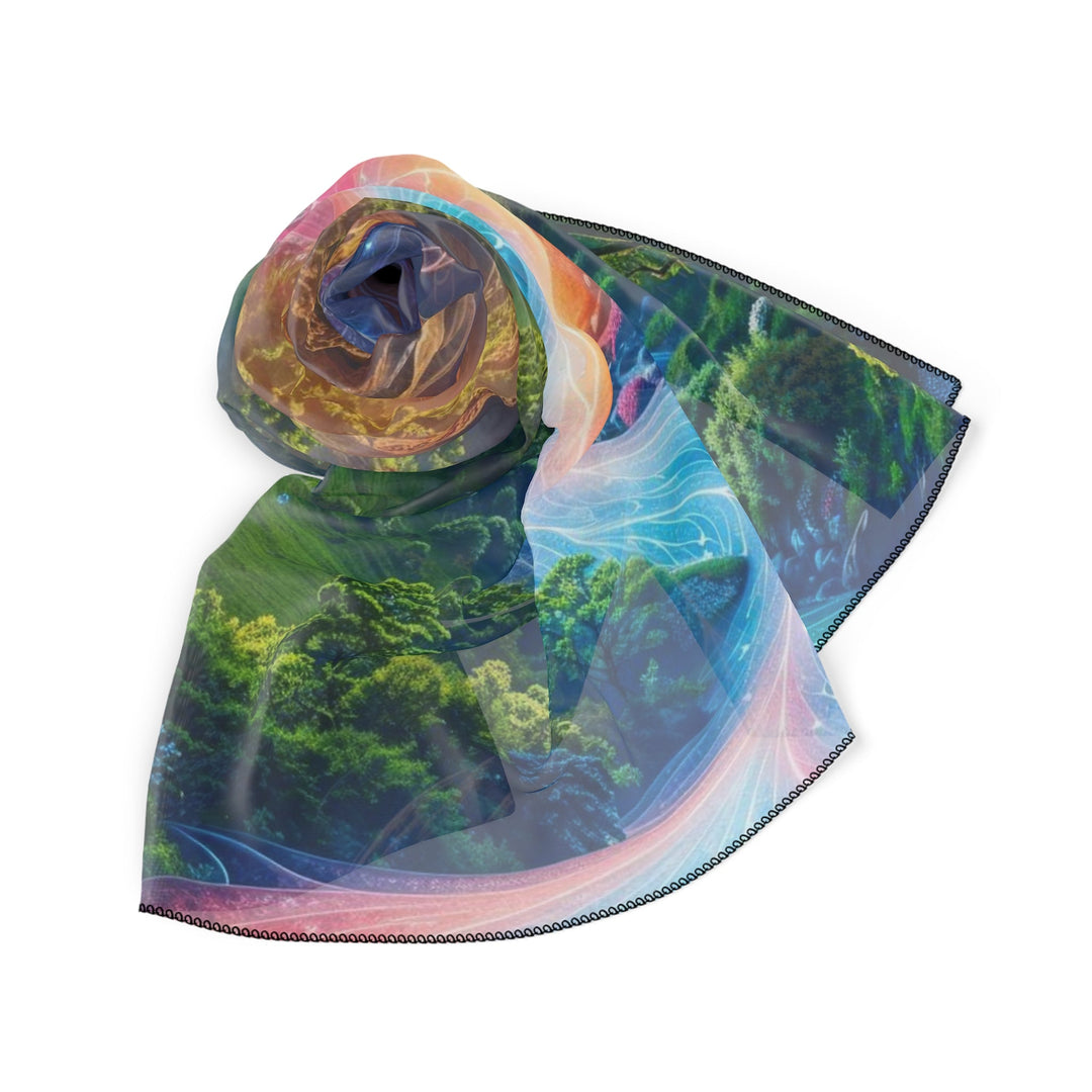 Mystical River Sunrise - Poly Scarf - Accessories - g(0D·IO) - Poly chiffon - 50" × 50" -