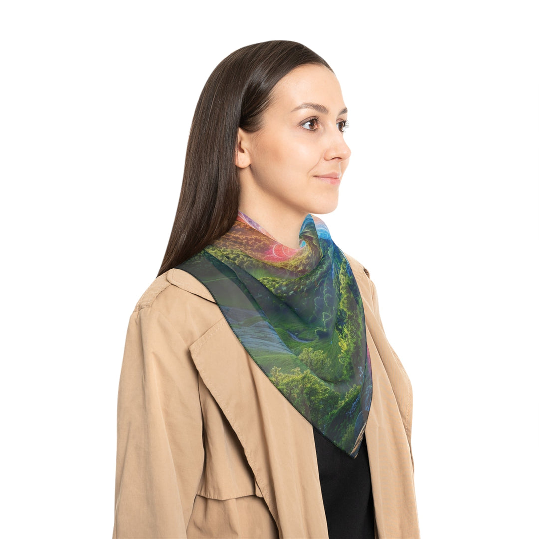 Mystical River Sunrise - Poly Scarf - Accessories - g(0D·IO) - Poly chiffon - 50" × 50" -