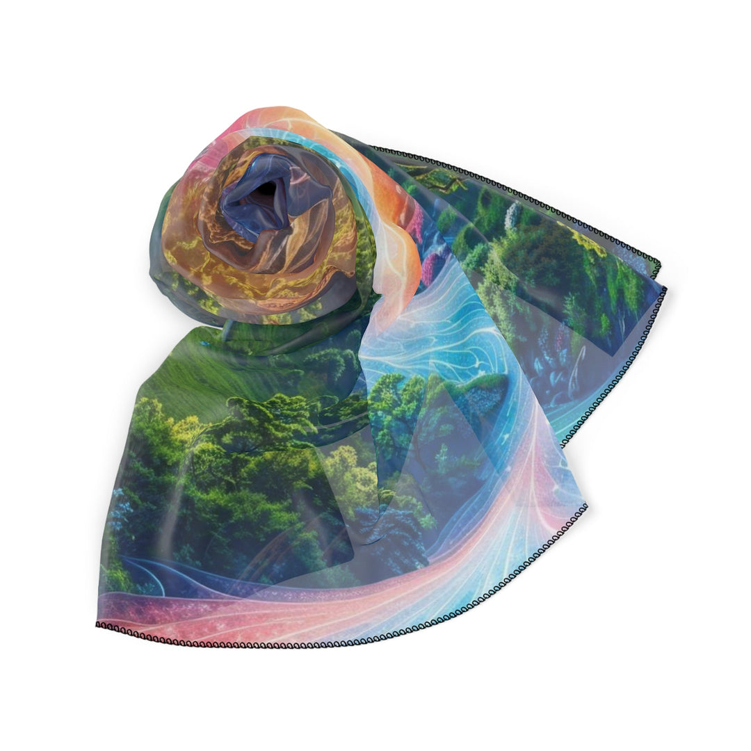 Mystical River Sunrise - Poly Scarf - Accessories - g(0D·IO) - Poly chiffon - 50" × 50" -