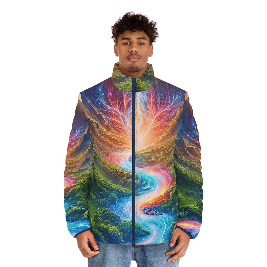 Mystical River Sunrise - Puffer Jacket - All Over Prints - g(0D·IO) - S - Black zipper -