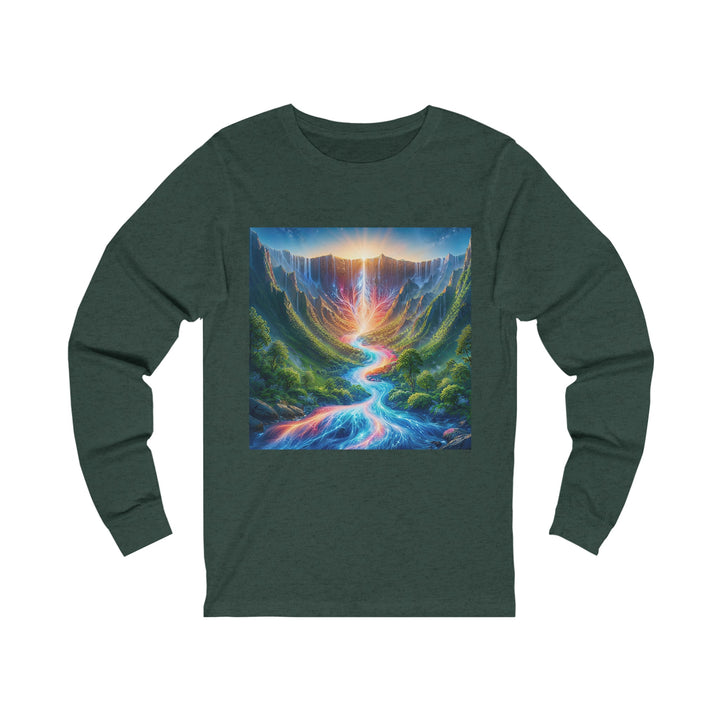 Mystical River Sunrise - Unisex Jersey Long Sleeve Tee - Long-sleeve - g(0D·IO) - S - Heather Forest -