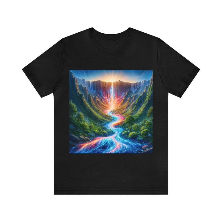 Mystical River Sunrise - Unisex Jersey Short Sleeve Tee - T-Shirt - g(0D·IO) - Black - S -