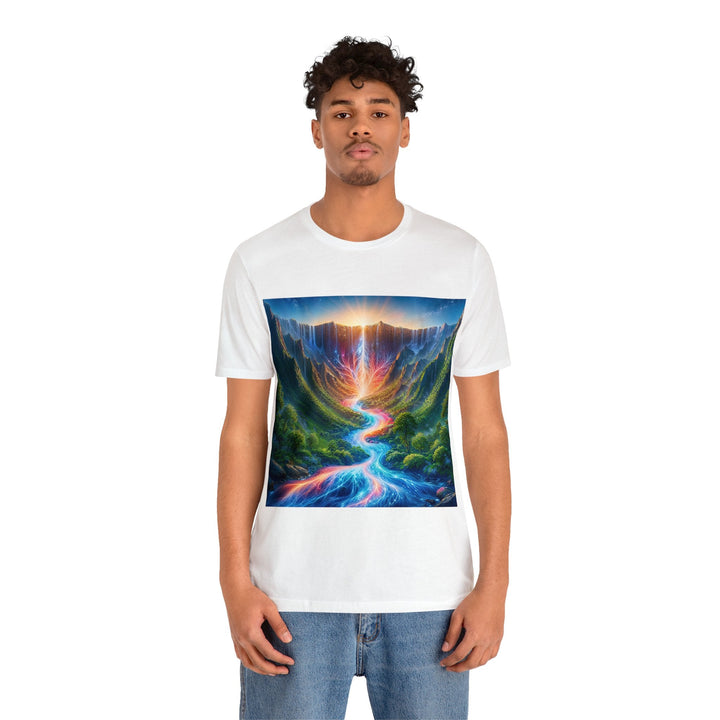 Mystical River Sunrise - Unisex Jersey Short Sleeve Tee - T-Shirt - g(0D·IO) - Black - S -