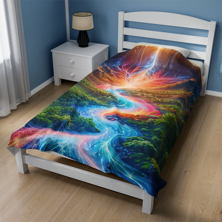 Mystical River Sunrise - Velveteen Plush Blanket - All Over Prints - g(0D·IO) - 60" × 80" - -