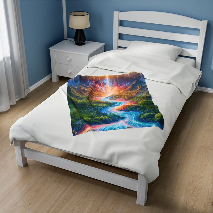 Mystical River Sunrise - Velveteen Plush Blanket - All Over Prints - g(0D·IO) - 60" × 80" - -