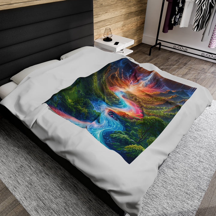 Mystical River Sunrise - Velveteen Plush Blanket - All Over Prints - g(0D·IO) - 60" × 80" - -