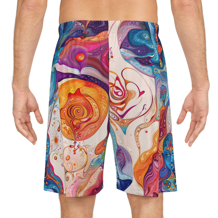Mystical Swirls Harmony - AOP Basketball Shorts - All Over Prints - g(0D·IO) - Seam thread color automatically matched to design - XS -