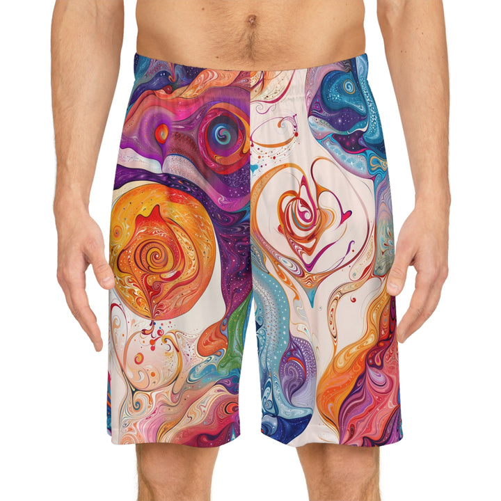 Mystical Swirls Harmony - AOP Basketball Shorts - All Over Prints - g(0D·IO) - Seam thread color automatically matched to design - XS -