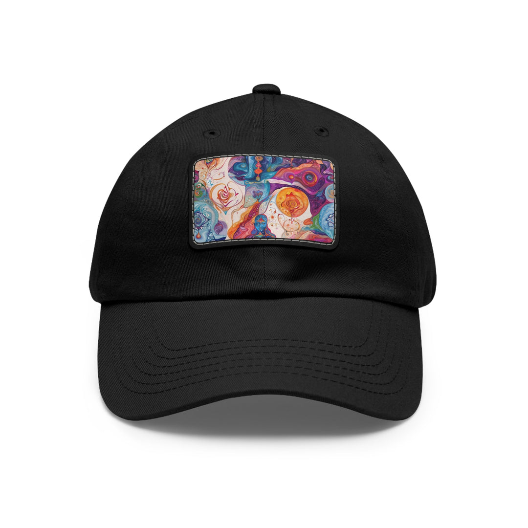 Mystical Swirls Harmony - Dad Hat - Hats - g(0D·IO) - Black / Black patch - Rectangle - One size