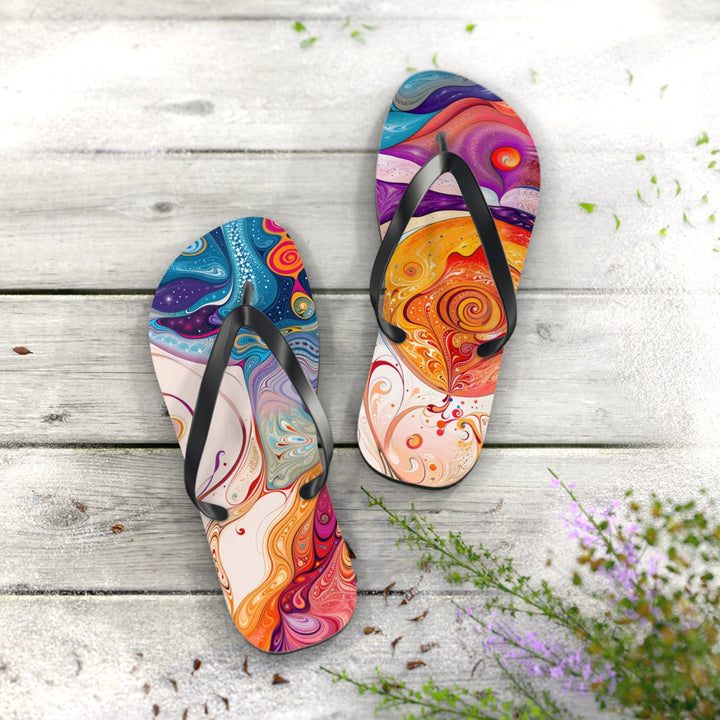 Mystical Swirls Harmony - Flip Flops - Shoes - g(0D·IO) - XL - Black sole -