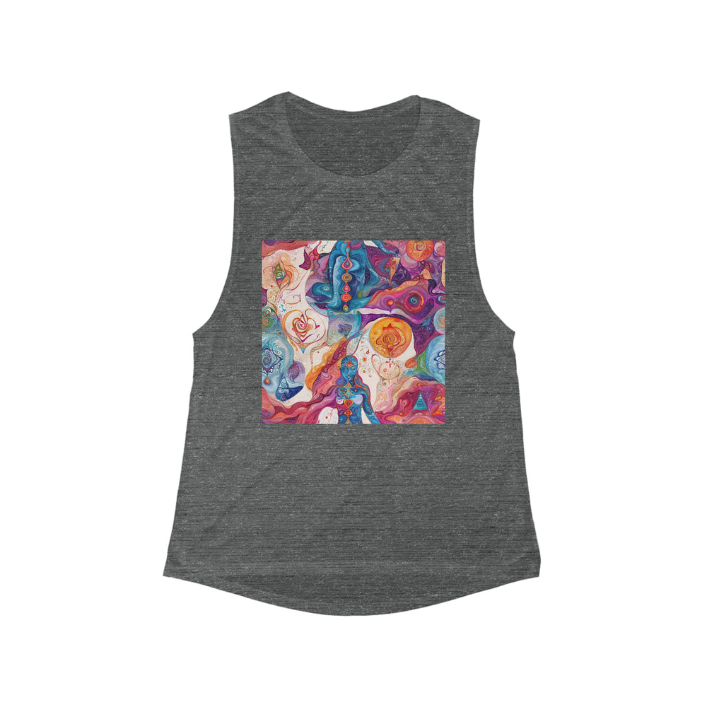 Mystical Swirls Harmony - Women's Flowy Scoop Muscle Tank - Tank Top - g(0D·IO) - S - Asphalt Slub -