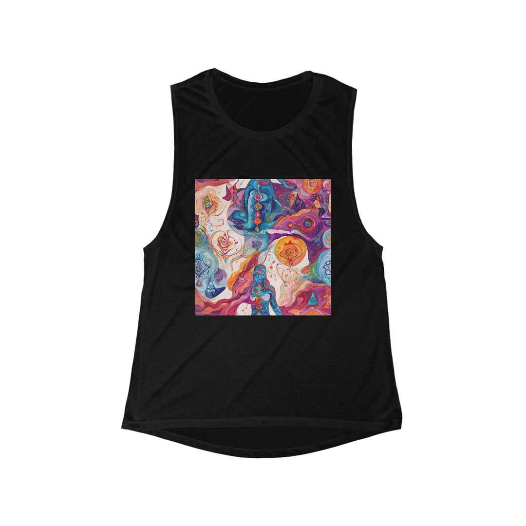 Mystical Swirls Harmony - Women's Flowy Scoop Muscle Tank - Tank Top - g(0D·IO) - S - Black -