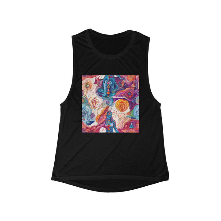 Mystical Swirls Harmony - Women's Flowy Scoop Muscle Tank - Tank Top - g(0D·IO) - S - Black -