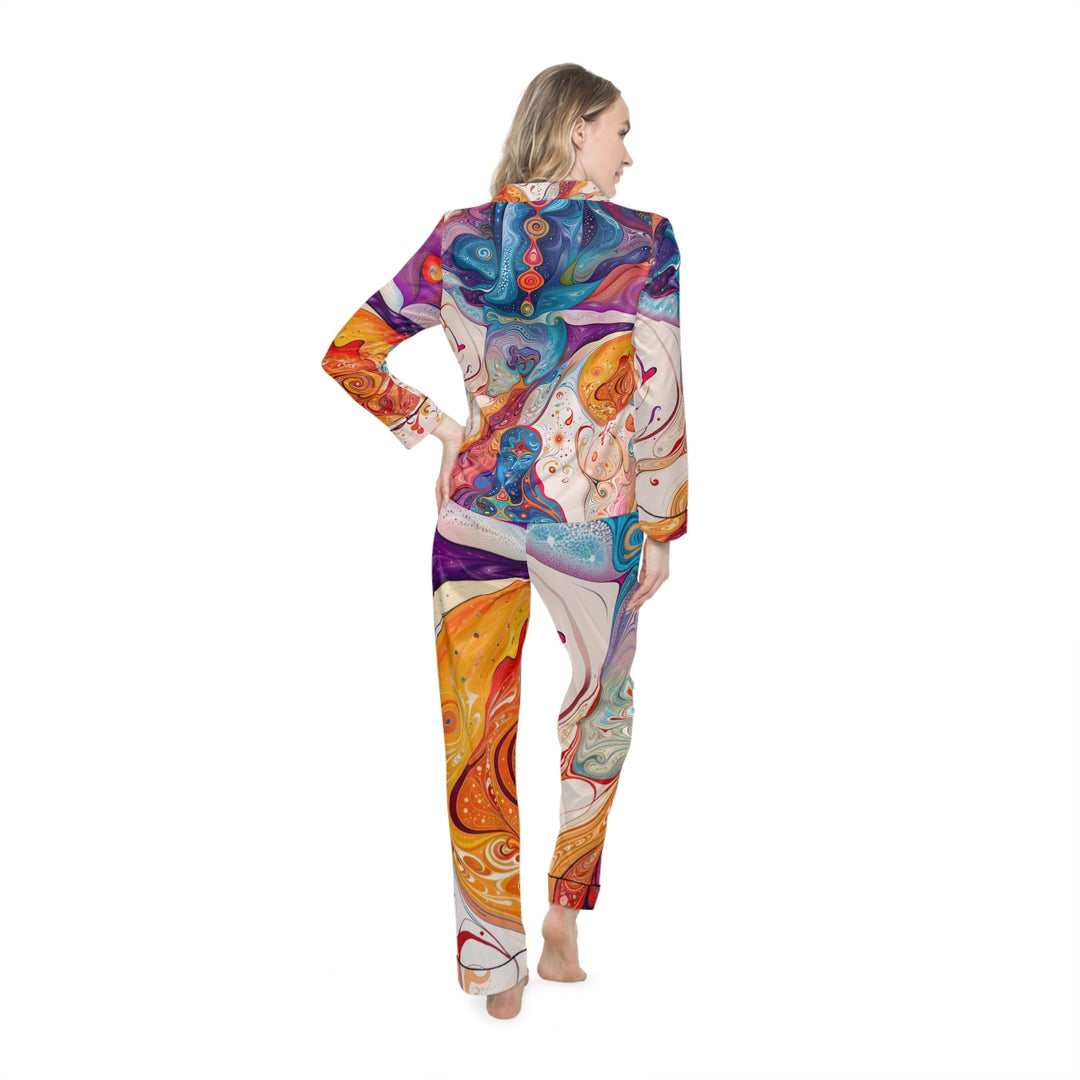 Mystical Swirls Harmony - Women's Satin Pajamas - All Over Prints - g(0D·IO) - XS/S - Black -