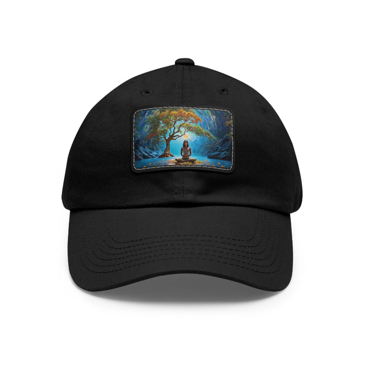 Mystical Tranquil Valley - Dad Hat - Hats - g(0D·IO) - Black / Black patch - Rectangle - One size