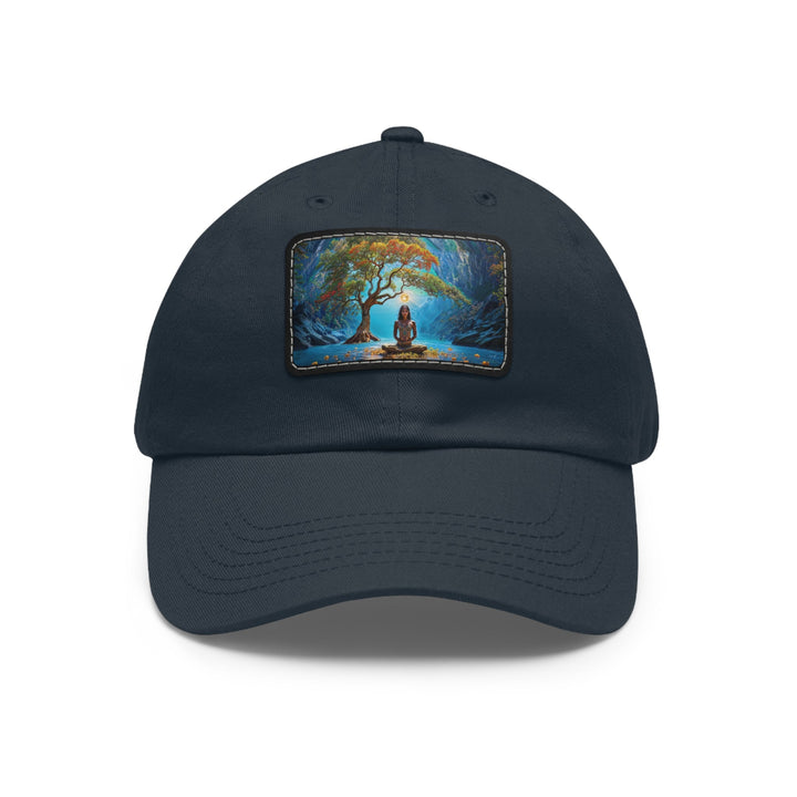 Mystical Tranquil Valley - Dad Hat - Hats - g(0D·IO) - Navy / Black patch - Rectangle - One size