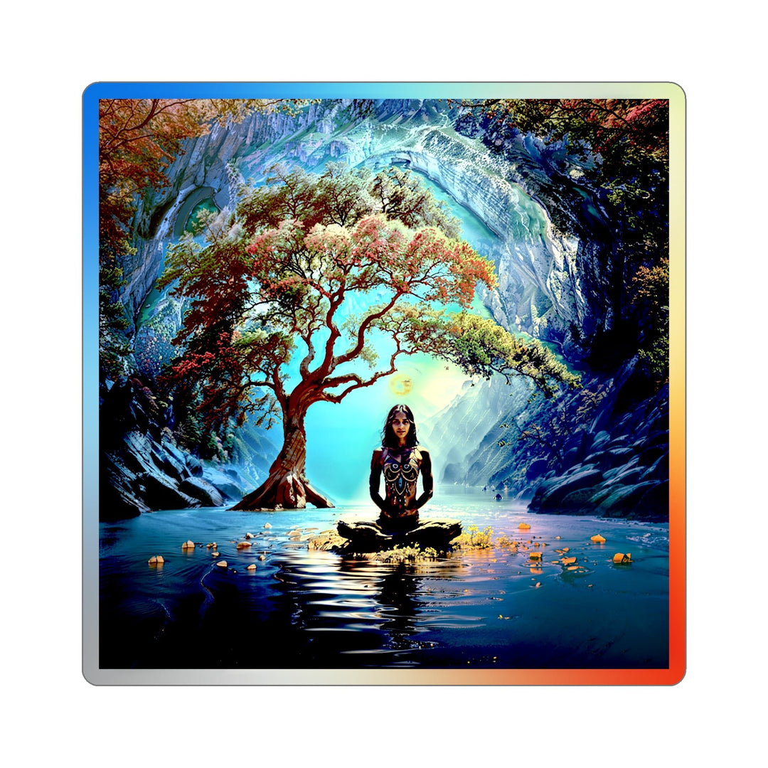 Mystical Tranquil Valley - Holographic Die-Cut Sticker - Paper products - g(0D·IO) - 3" × 3" - Die-Cut - Holographic