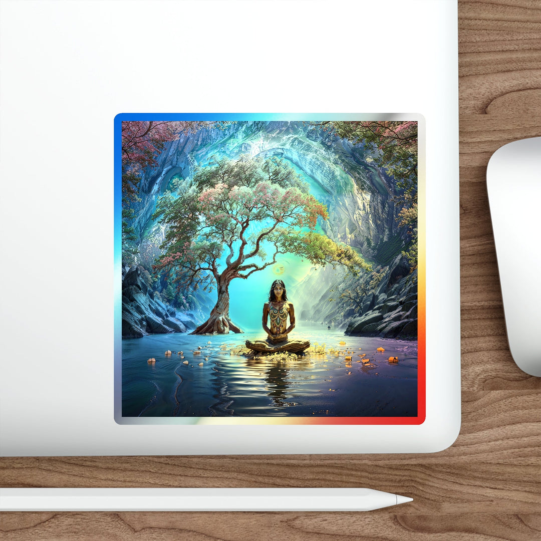 Mystical Tranquil Valley - Holographic Die-Cut Sticker - Paper products - g(0D·IO) - 5" × 5" - Die-Cut - Holographic