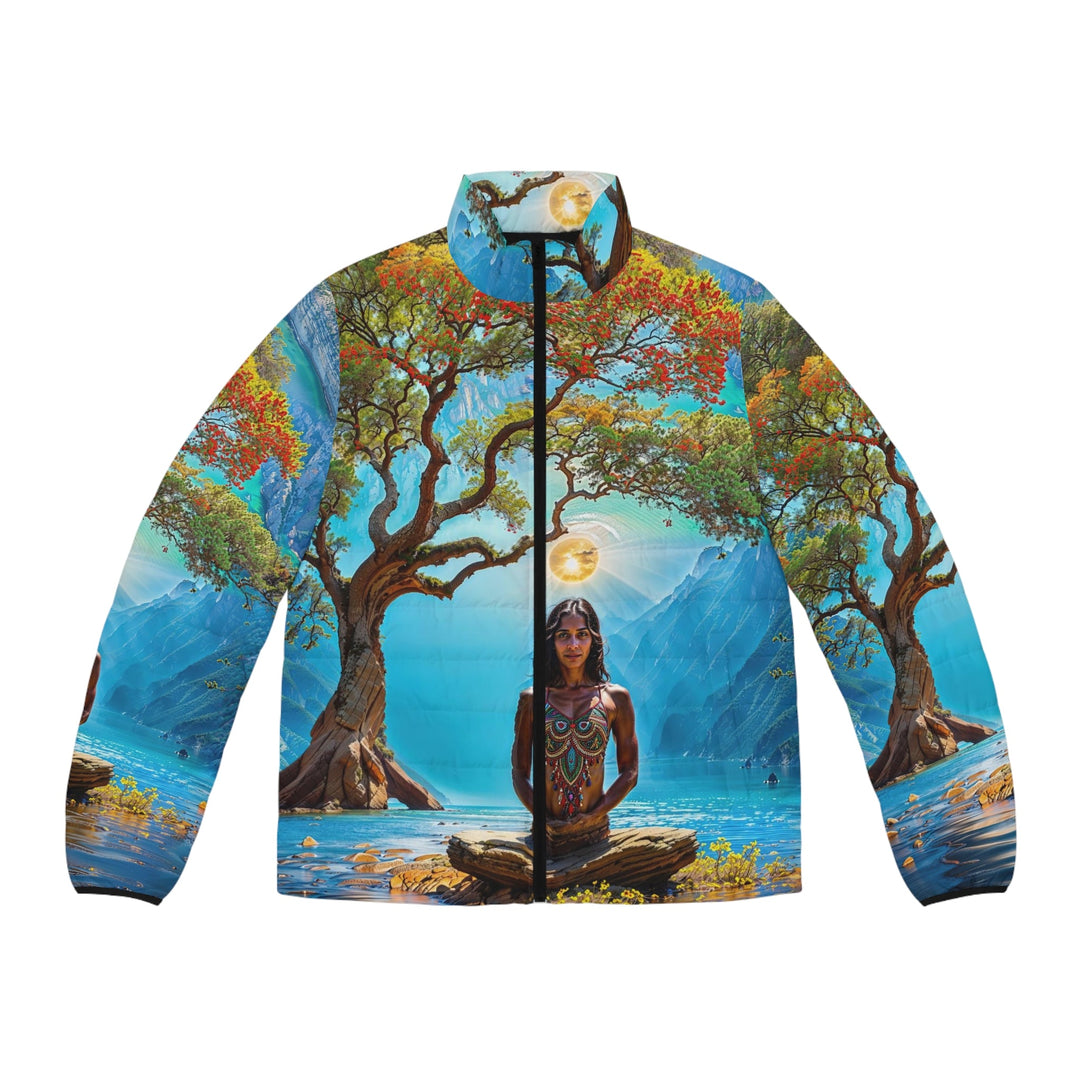 Mystical Tranquil Valley - Puffer Jacket - All Over Prints - g(0D·IO) - S - Black zipper -