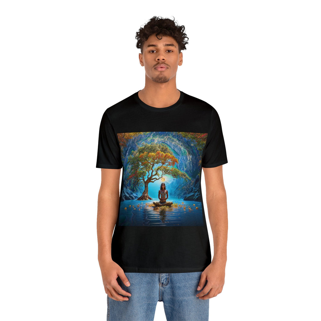 Mystical Tranquil Valley - Unisex Jersey Short Sleeve Tee - T-Shirt - g(0D·IO) - Black - S -