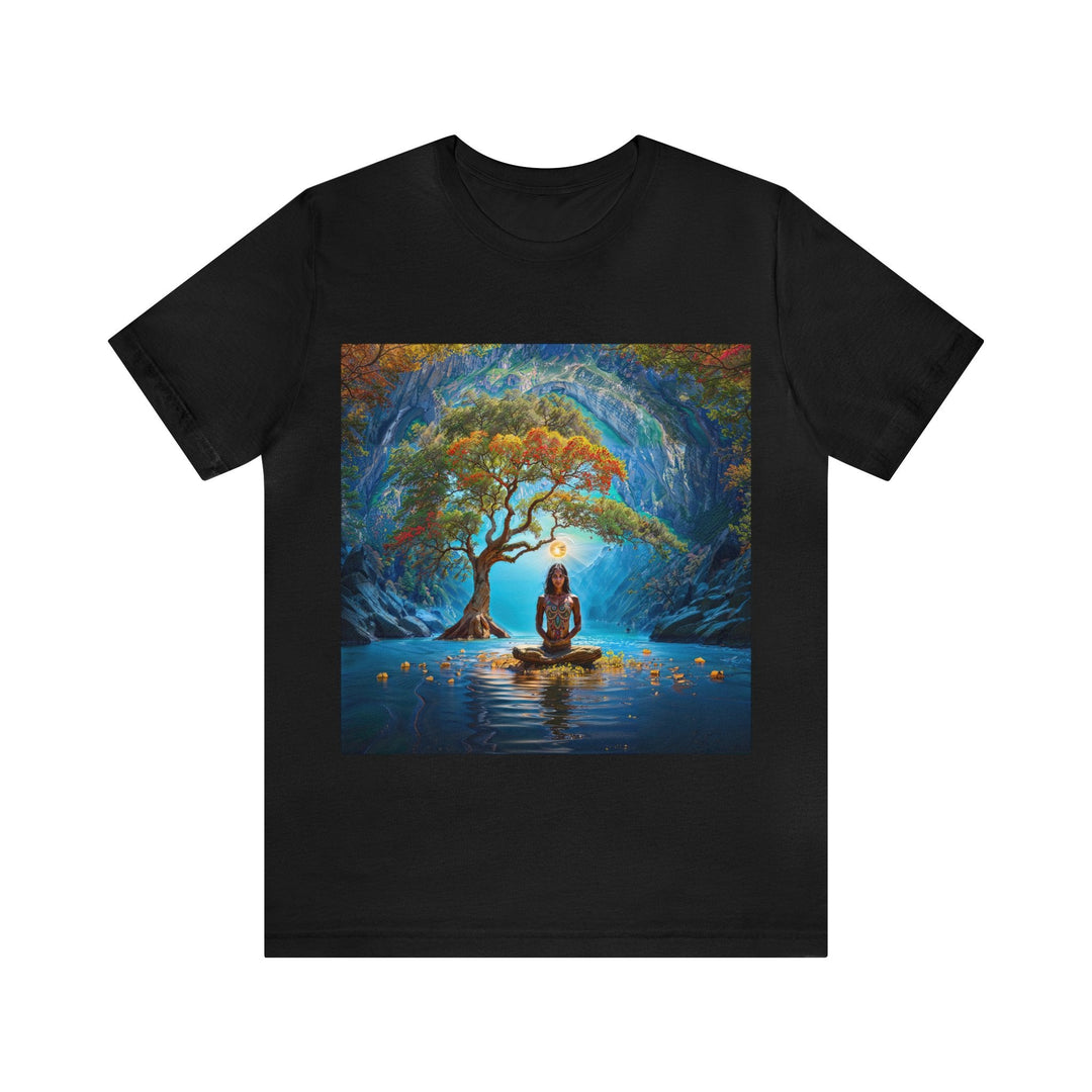 Mystical Tranquil Valley - Unisex Jersey Short Sleeve Tee - T-Shirt - g(0D·IO) - Black - S -