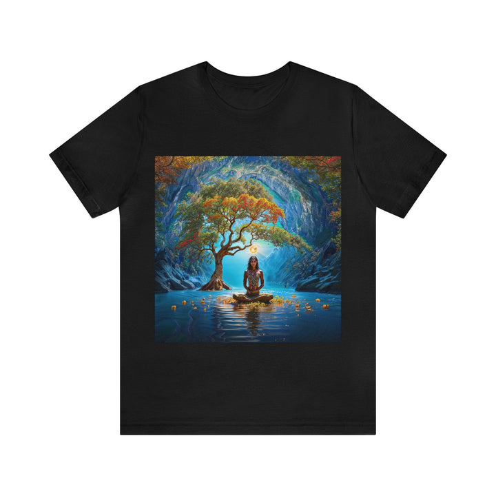 Mystical Tranquil Valley - Unisex Jersey Short Sleeve Tee - T-Shirt - g(0D·IO) - Black - S -