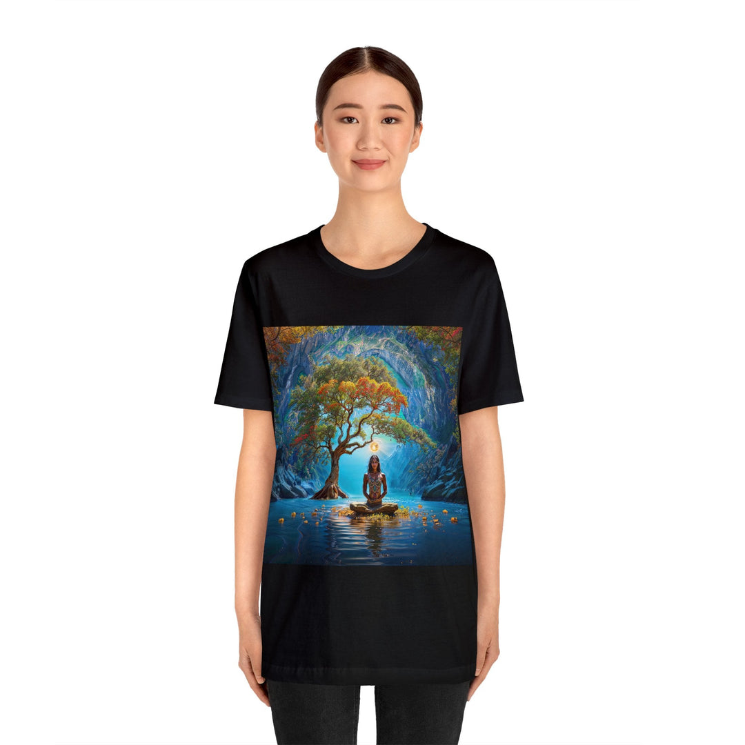 Mystical Tranquil Valley - Unisex Jersey Short Sleeve Tee - T-Shirt - g(0D·IO) - Black - S -