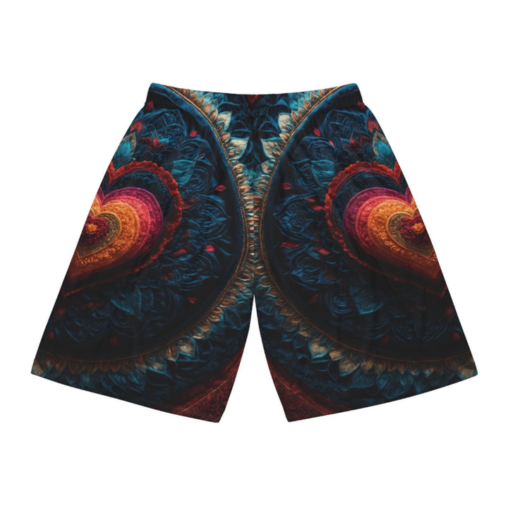 Nested Heart Tapestry - AOP Basketball Shorts - All Over Prints - g(0D·IO) - Seam thread color automatically matched to design - XS -