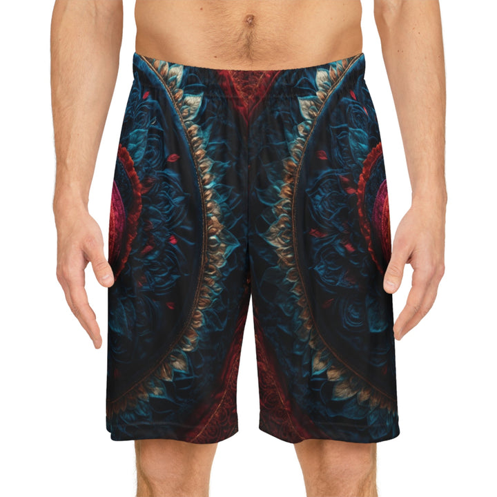 Nested Heart Tapestry - AOP Basketball Shorts - All Over Prints - g(0D·IO) - Seam thread color automatically matched to design - XS -