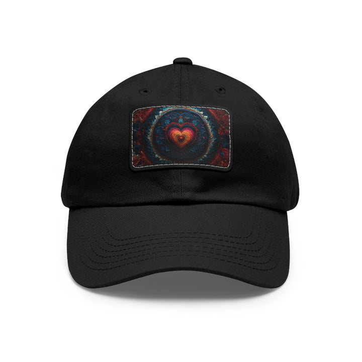 Nested Heart Tapestry - Dad Hat - Hats - g(0D·IO) - Black / Black patch - Rectangle - One size