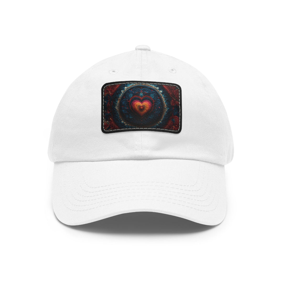 Nested Heart Tapestry - Dad Hat - Hats - g(0D·IO) - White / Black patch - Rectangle - One size